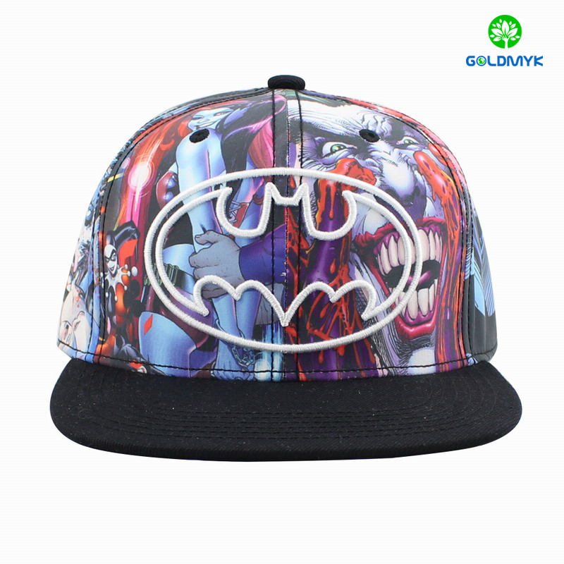 Custom polyester flat brim snapback cap with 3D embroidery