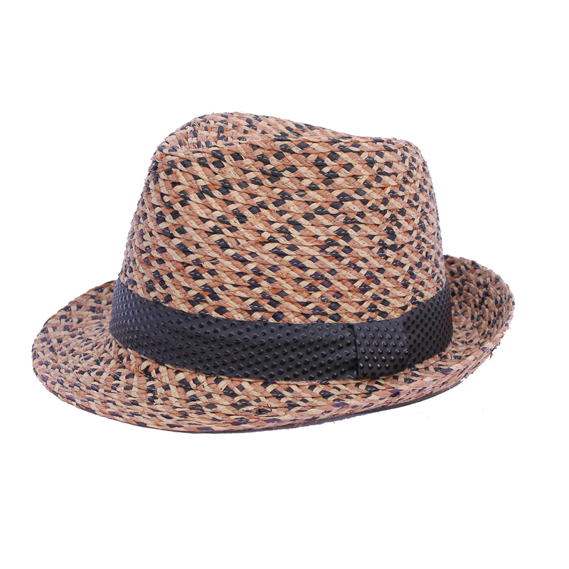 Wholesale custom unisex raffia fedora hat with accessory band