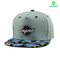 100% cotton snapback cap with rubber patch and flower printing visor