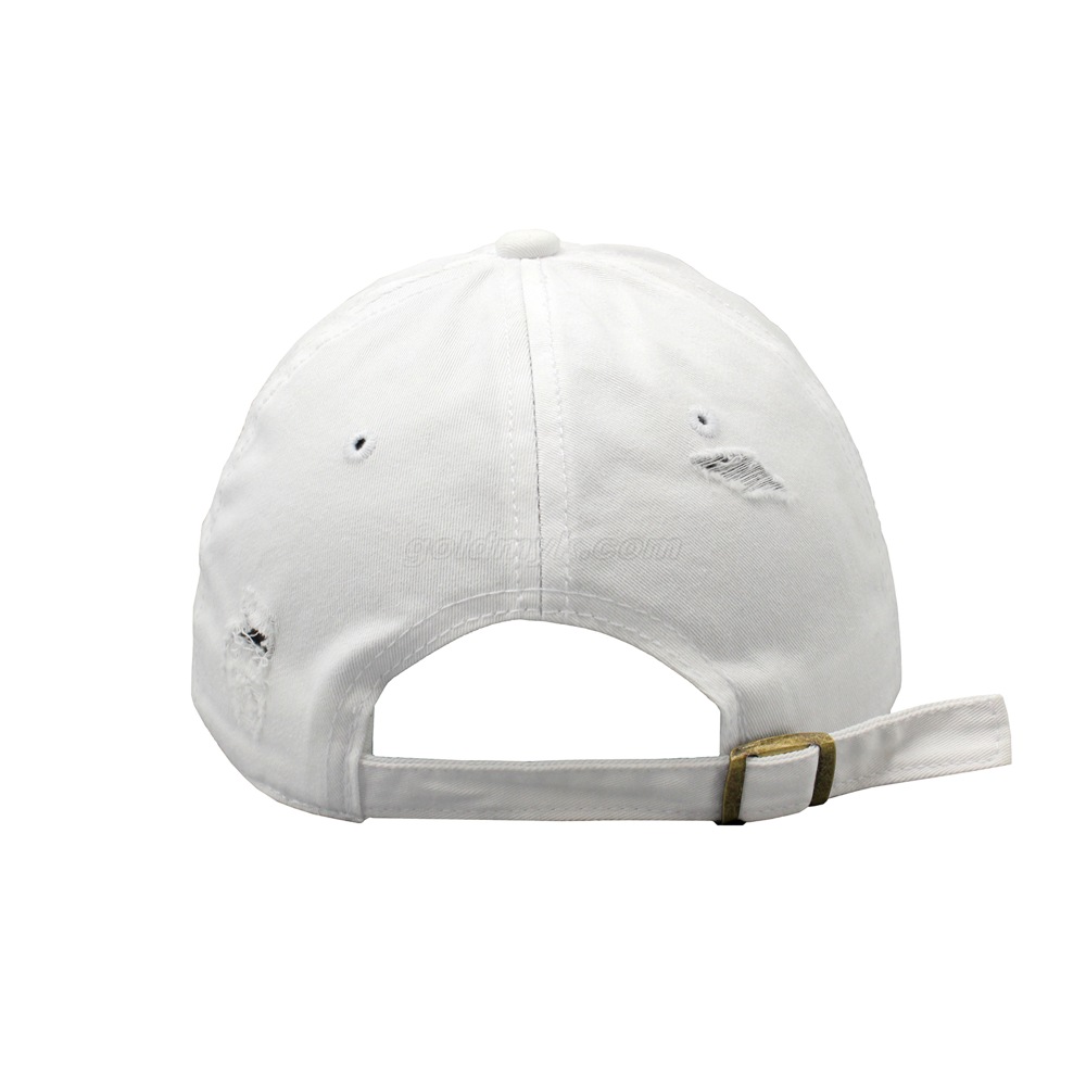 White Color Washed Soft Cotton Fabric Baseball Cap And Hat with Customize Embroidery Logo Design