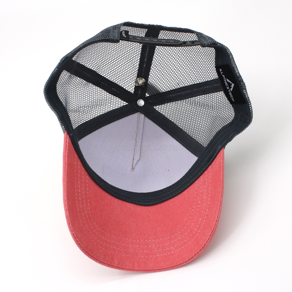 Wholesale Customized 5 Panels Mix Color Cotton And Mesh Trucker Cap And Hat with Woven Badge for Unisex