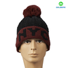 Twist knitted hat with intasia logo and pom pom