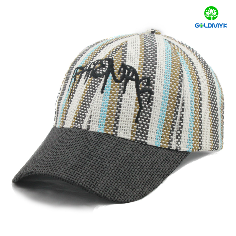 Paper Straw baseball cap with logo emrboidery 