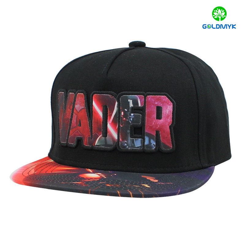 Sublimation Patch embroidery cotton 5 panels flat bill cap 