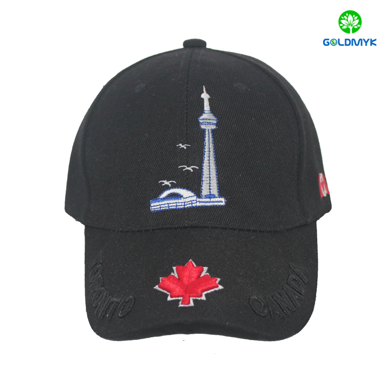 Custom Black Canada Maple embroidery sport cap 
