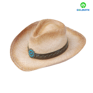 Manufacture High Quality Raffia Straw Cowboy Hat For Men 