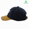 wool fabric baseball cap with suede visor and leather strap