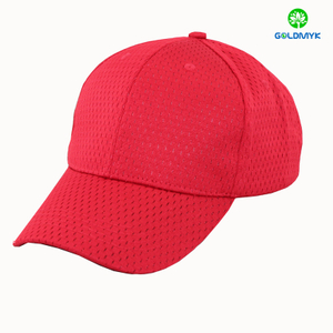 100% Polyester Red mesh six panels cap without logo 