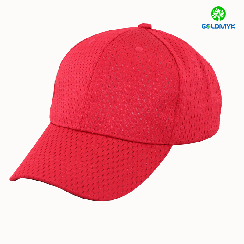 100% Polyester Red mesh six panels cap without logo 