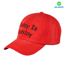 6 panel 100% washed cotton cap with custom flat embroidery