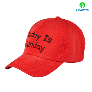6 panel 100% washed cotton cap with custom flat embroidery