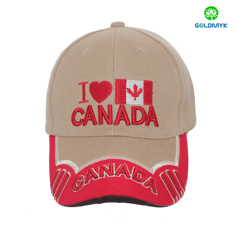 Khaki Acrylic 3D embroidery Canada Cap 