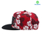 3D embroidery snapback cap with red flower pattern 