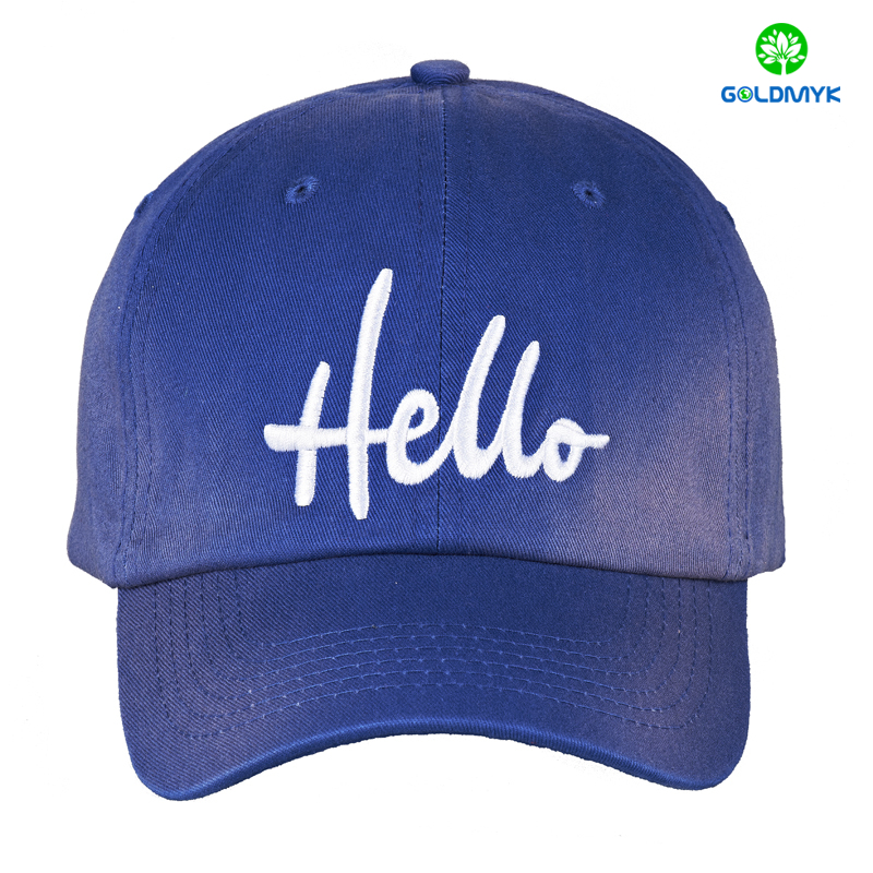 Blue embroidery washed cotton cap