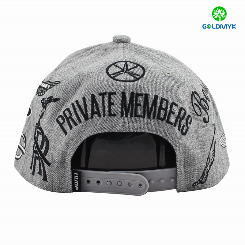 3D and Flat embroidery Snapback Cap with melange fabric