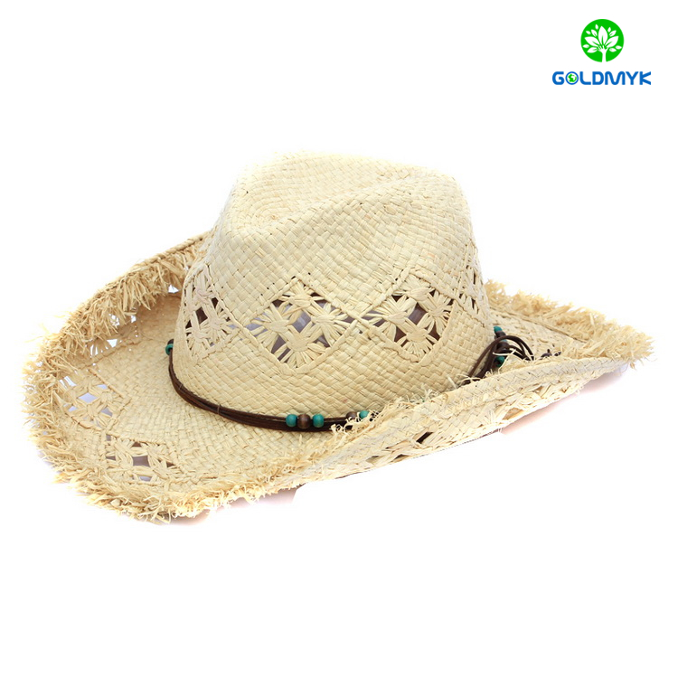 Handmade character raffia straw cowboy hats