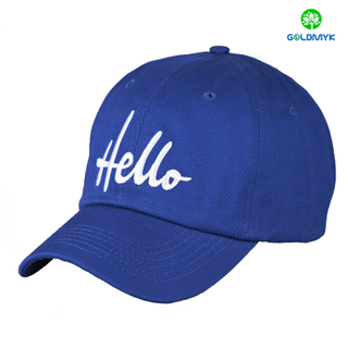 Blue 100% cotton baseball cap with simple flat embroidery