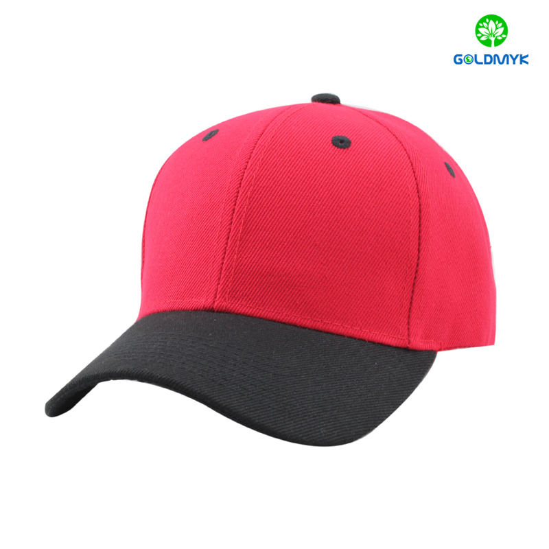 Blank red and black combination acrylic six panel baseball cap