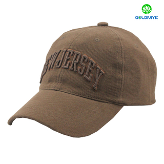 Brown polyester baseball cap with 3D embroidery