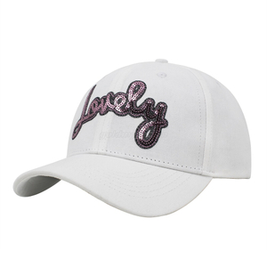 Custom Classic Logo Sequin Embroidery 6 Panel Cotton Baseball Cap Sports Hat For Men And Women