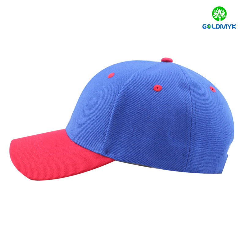 Bright blue and red acrylic six panel cap