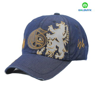 Jean material baseball cap with felt patch logo