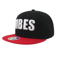 Wholesale Cotton Fabric Flat Bill Snapback Cap And Hat with Customized 3D Embroidery Logo And Sticker on Visor