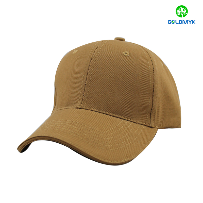 Khaki blank cotton sandwich baseball cap with velcro closure