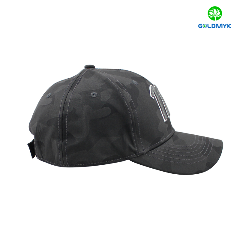 Black camo leather baseball cap with 3D embroidery