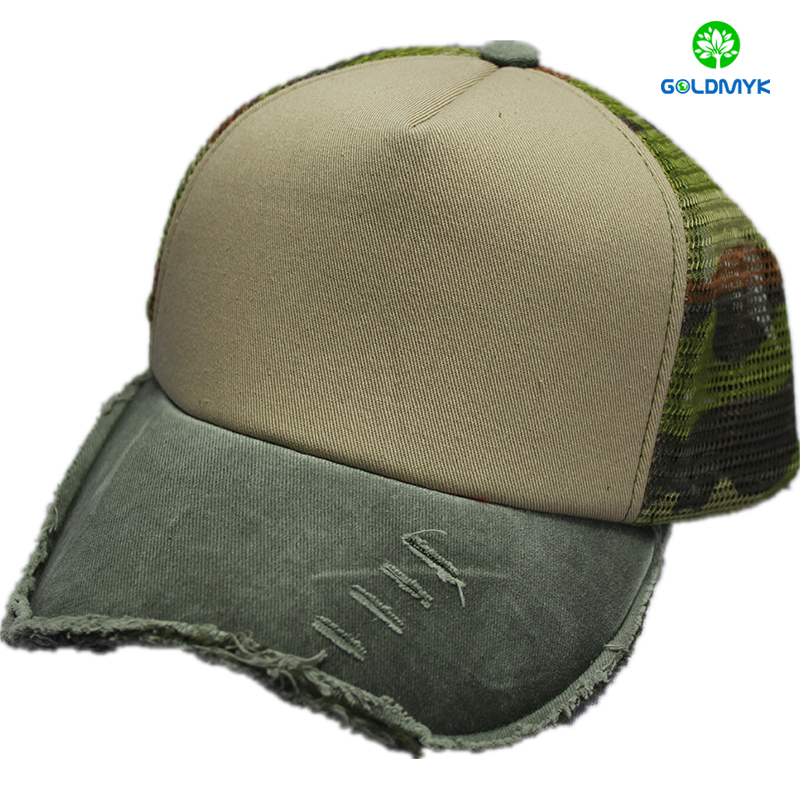 Pigment Dyed Distressed hats trucker hats blank mesh baseball cap washed cotton trucker hat custom logo cap 