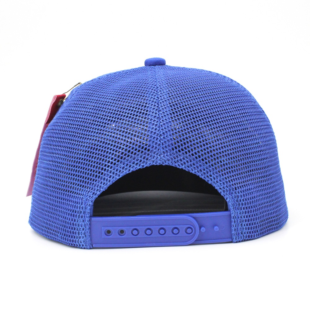 New And Hot Sale Cotton Fabric Flat Bill Snapback Mesh Cap with Custom Embroidery Logo And Woven Tape 