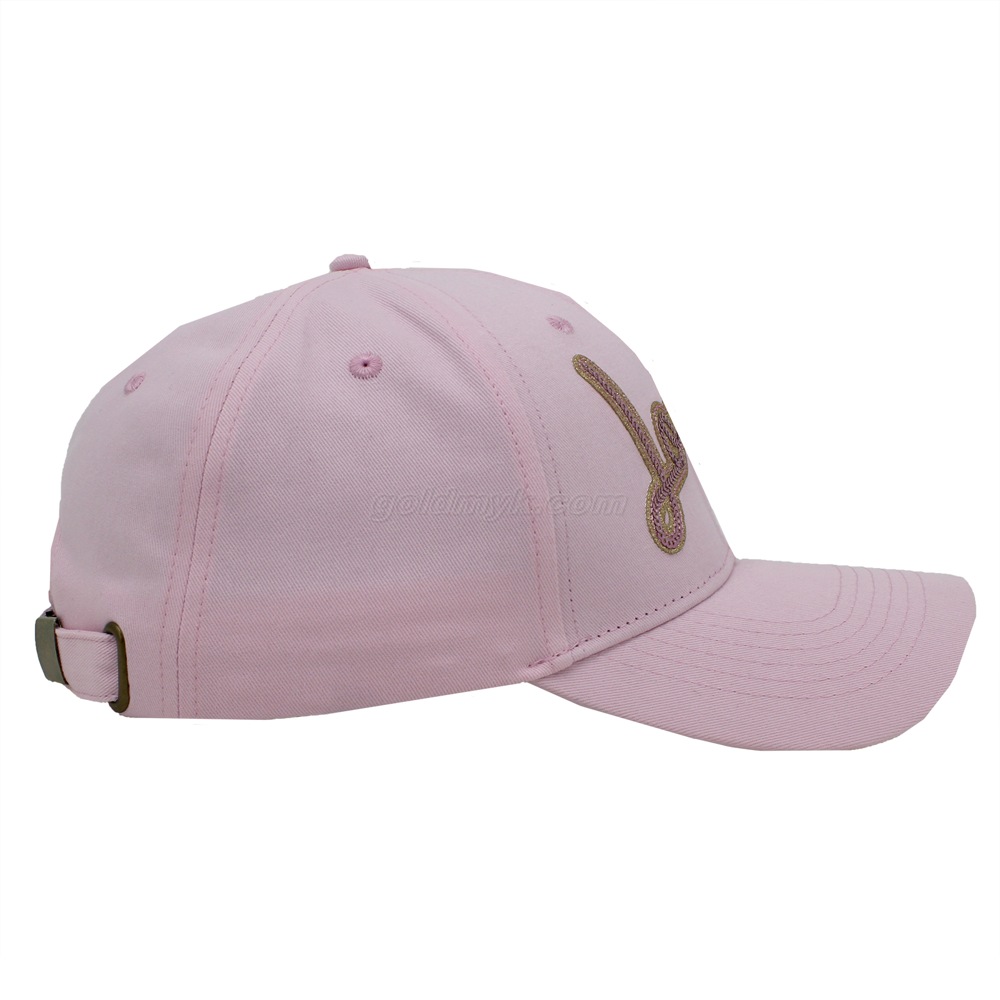 New Cap Pink Color 100% Cotton Fabric Curved Peak Baseball Cap And Hat with Sequin Embroidery
