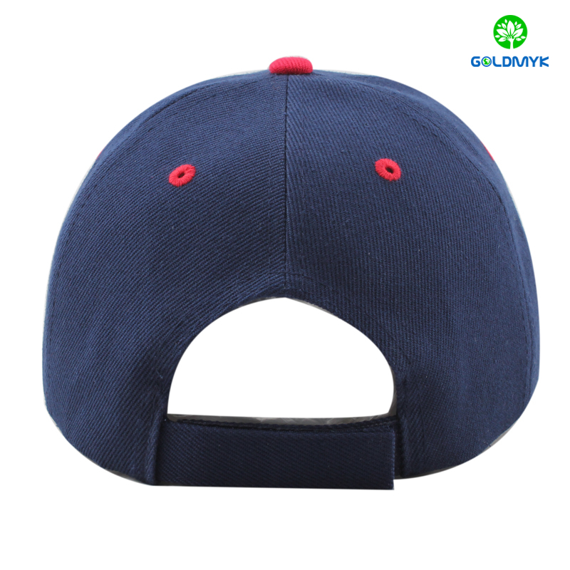 Navy blue and red acrylic blank baseball cap
