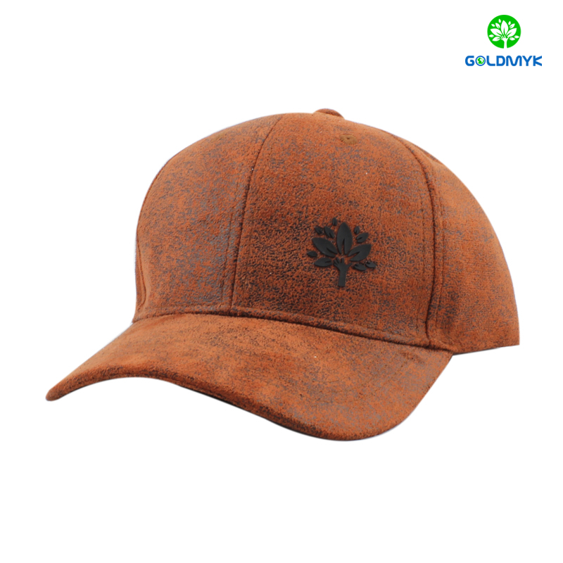 Special leather material baseball cap with rubber printing