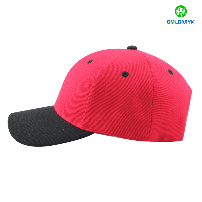 Blank red and black combination acrylic six panel baseball cap