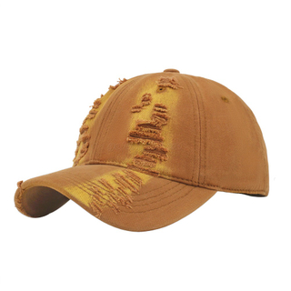 Custom Yellow 100% Cotton Twill Fabric Custom Logo Vintage Washed Baseball Cap Curved Brim Hat Can Custom Embroidery Of Women And Men