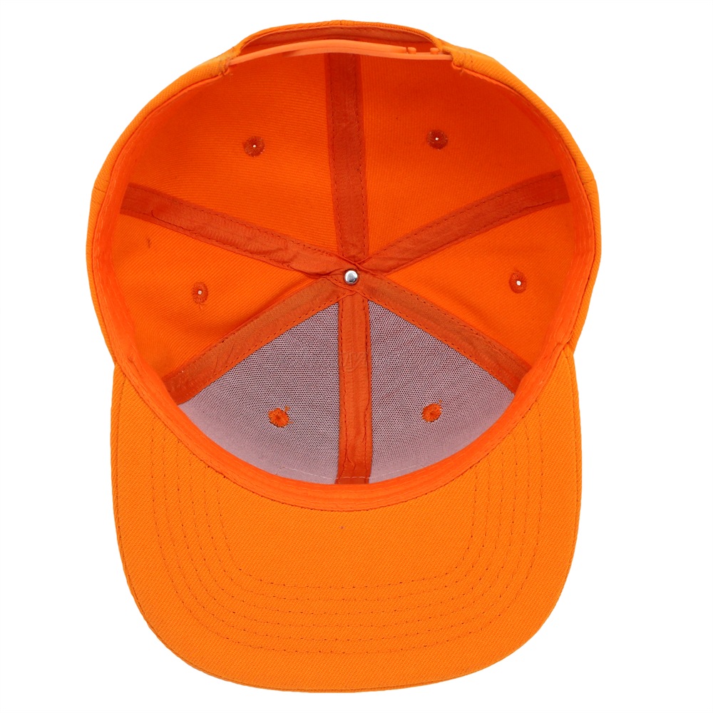 Custom 100% Cotton Fabric Orange Custom Solid Color Logo Rubber patch Snapback Cap Hat Can Custom Embroidery Of Women And Men