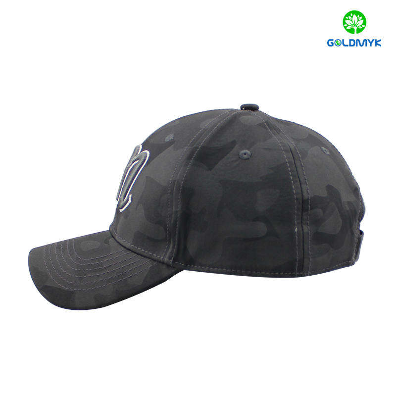 Black camo leather baseball cap with 3D embroidery