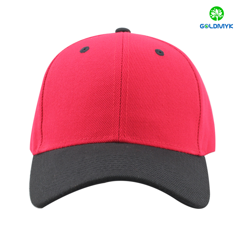 Blank red and black combination acrylic six panel baseball cap