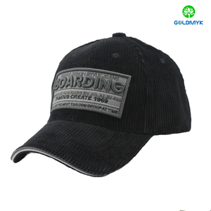 Corduroy baseball cap with embroidery patch logo