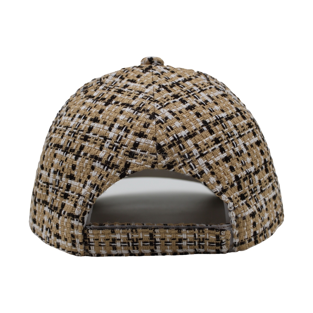 Hot Sale Checked Fabric Six Panels Structured Baseball Cap And Hat with Custom Logo Design