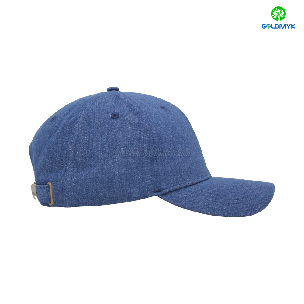 Custom 100% Cotton Twill Denim Navy Blue 6-Panel Baseball Cap Hat TPU Logo Sporty Design for Women Men Embroidery Business