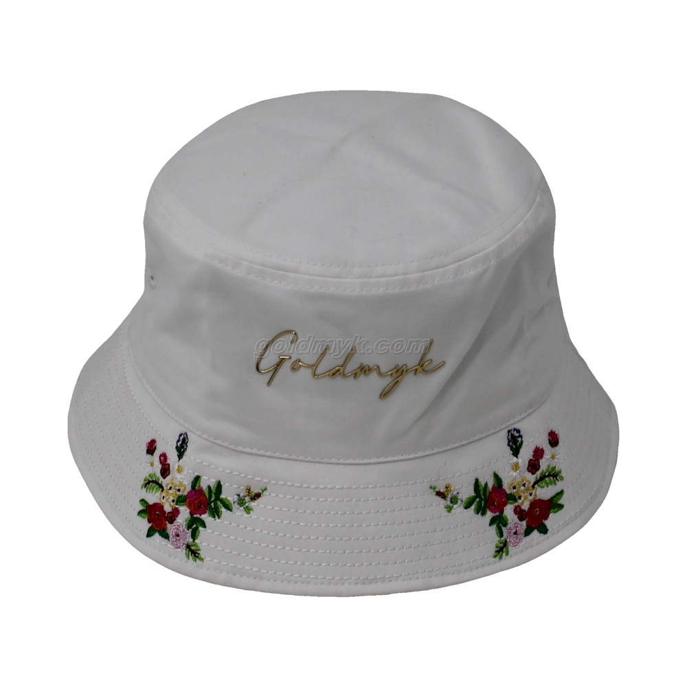 New And Beautiful Brushed Cotton Bucket Hat WithTPU Print And Flat Embroidery