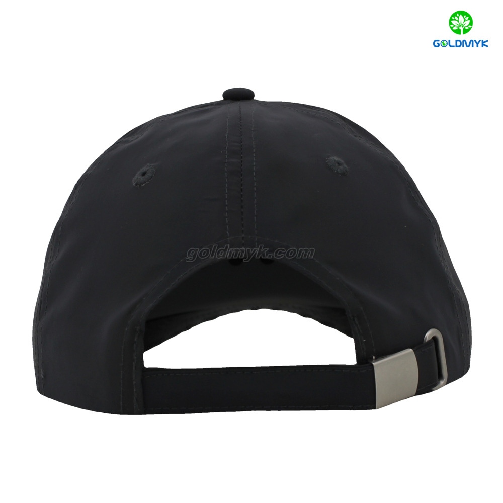 Dazzling 100% Polyester Black Flat Embroidery Street Style Custom Fabric Cap Curved Brim 6-Panel Baseball Cap