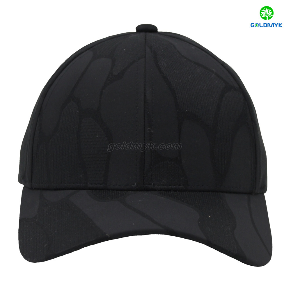 Custom Black Jacquard 6-Panel Curved Brim Sporty Style Street Wear for Business Baseball Cap 