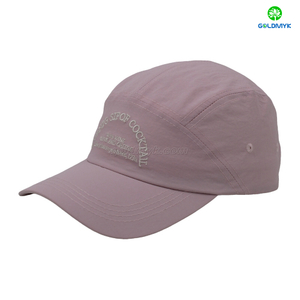 100% Polyester Pink Flat Embroidery Street Style Custom Fabric Cap Curved Brim 5-Panel Baseball Cap