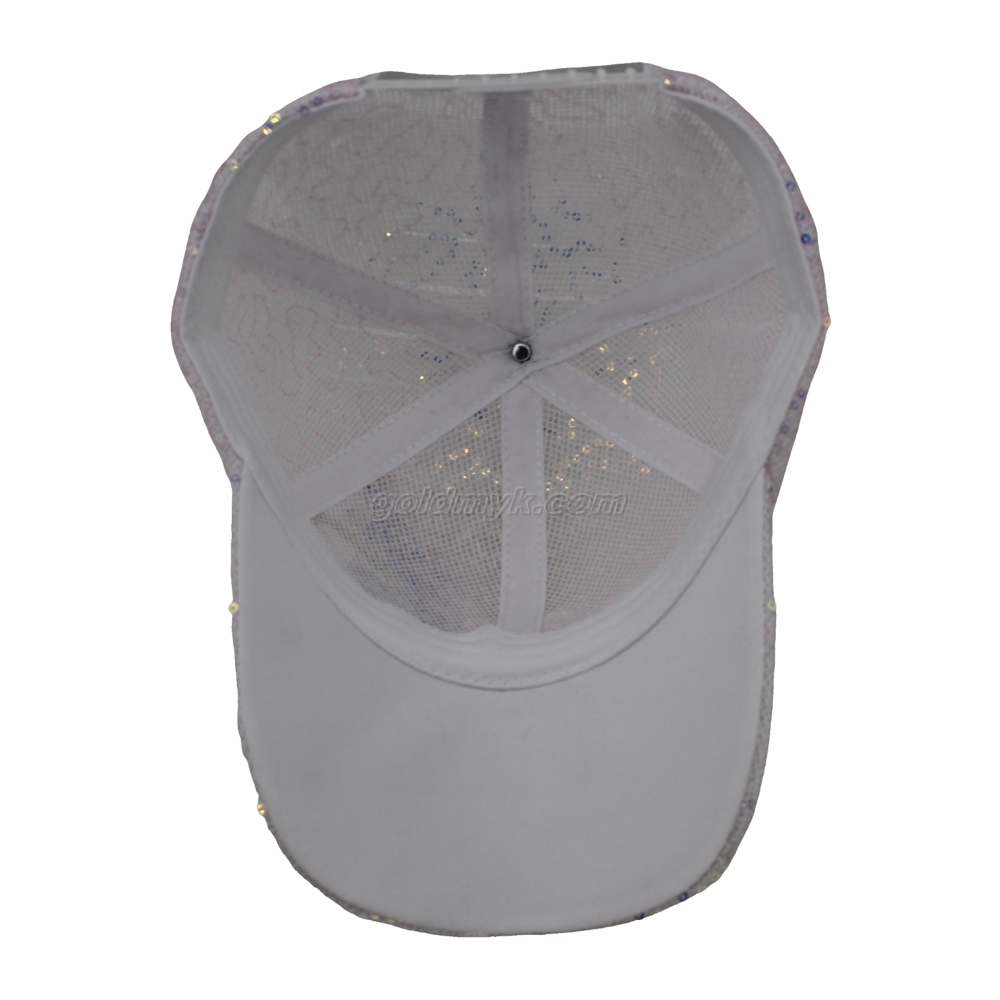 Sequins and Bead Embroidery Style Custom Fabric Cap Curved Brim 6-Panel Baseball Cap