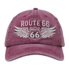 Hot Sale Unstructured Pigment Washed Cotton Route 66 Baseball Cap And Hat