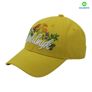 3D Embroidery & Beaded Embroidery 6-Panel Curved Brim 100% Cotton Custom Fabric Metal Buckle Closure 6-Panel Baseball Cap