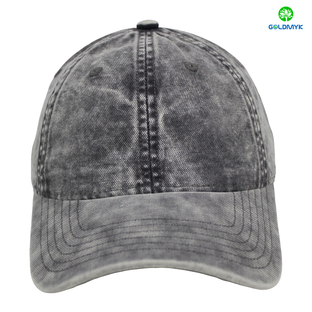 Black Washed Canvas Baseball Cap, Vintage Soft Cotton Adjustable Dad Hat